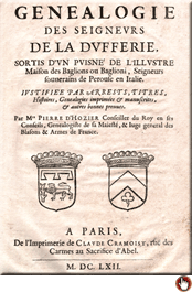 "Gnalogie des Seigneurs 
de la Dufferie" 
Pierre d Hozier